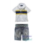 Set Polo Strip - Jeans 2in1(No Belt)